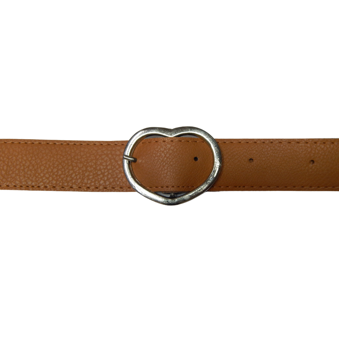 Cinturon de Mujer de Cuero Sintetico Hebilla Corazon 105x3.5cm Suela