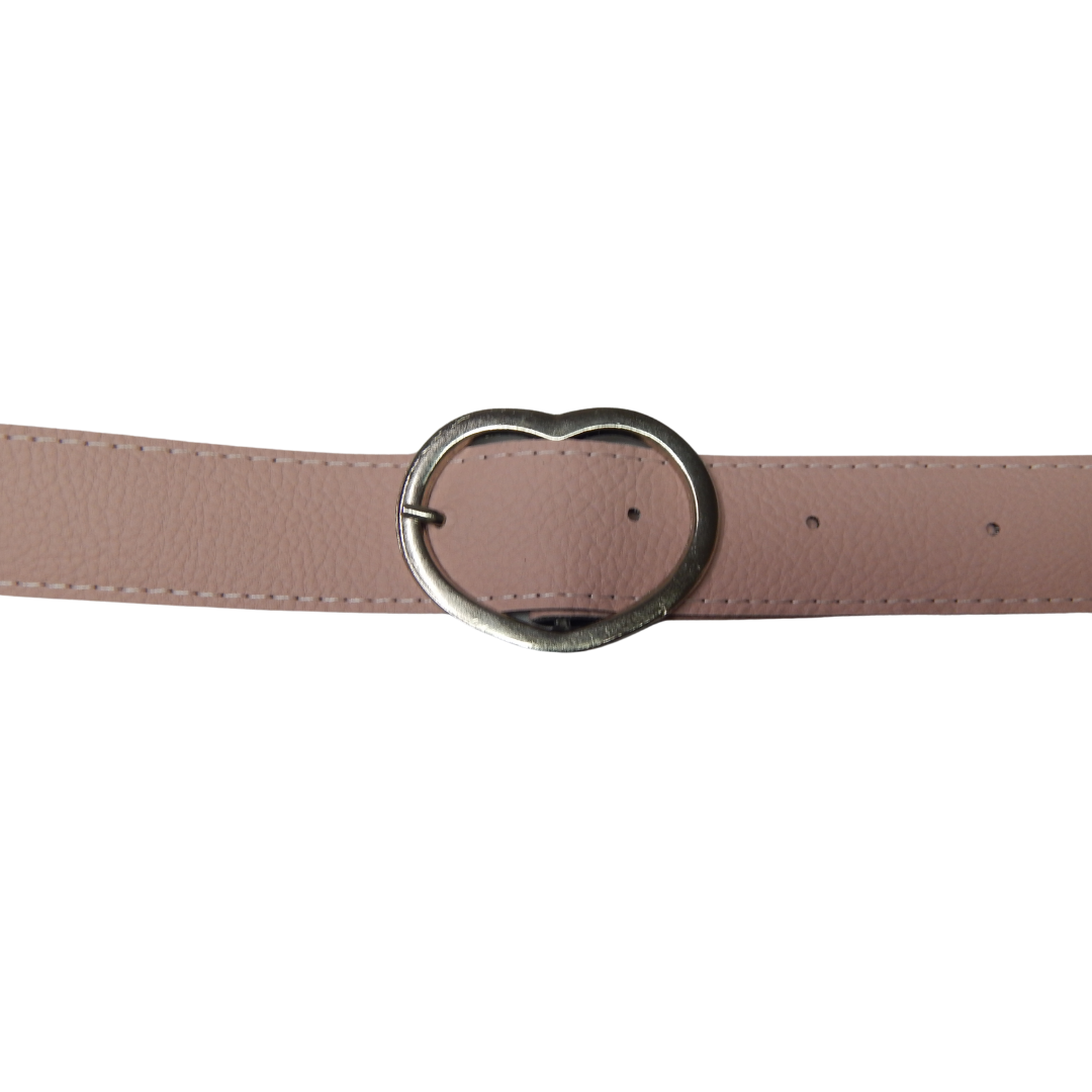Cinturon de Mujer de Cuero Sintetico Hebilla Corazon 105x3.5cm Rosa